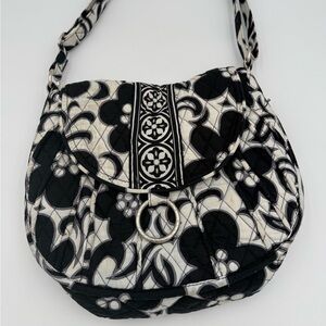 Vera Bradley Black and White Floral Patterned Women's Bag With Flap Top
